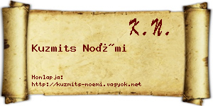 Kuzmits Noémi névjegykártya